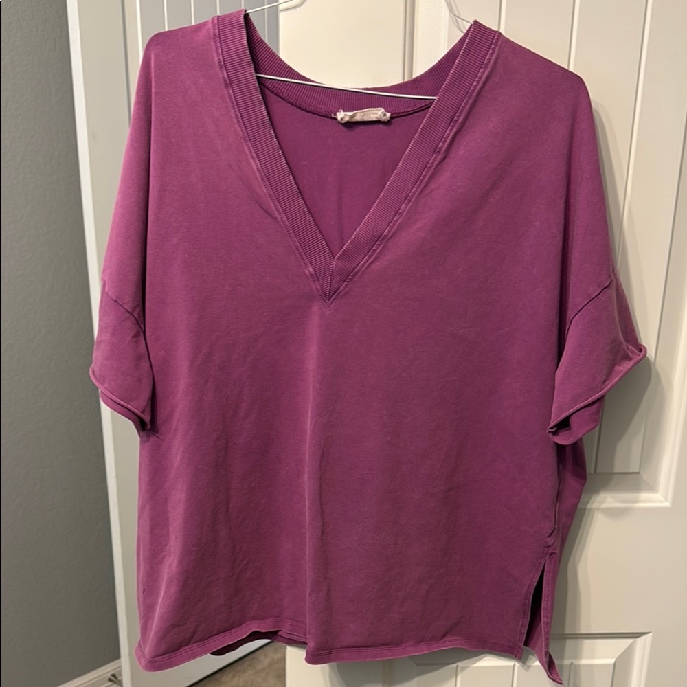 LaBiz 2 piece V-Neck Mauve Blouse and Shorts
